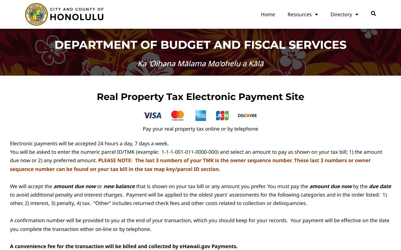 Honolulu County property tax payment portal linked to deed records and parcel data screenshot