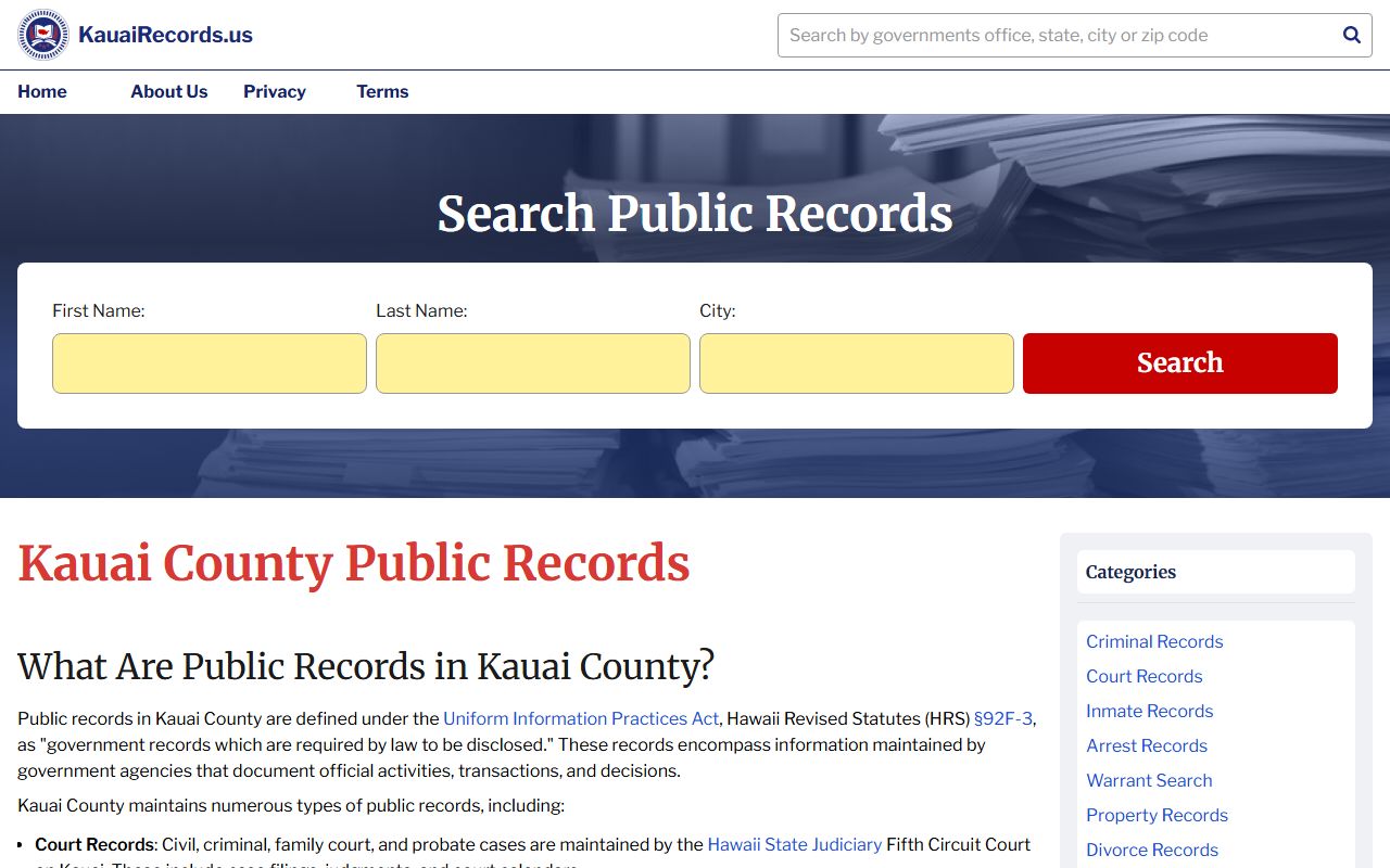 Kauai County deed records public records access online