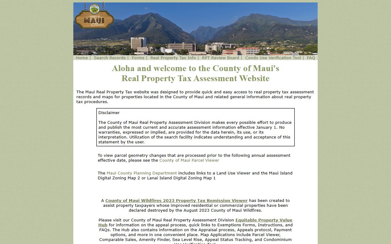 Maui County deed records Real Property Assessment Division website